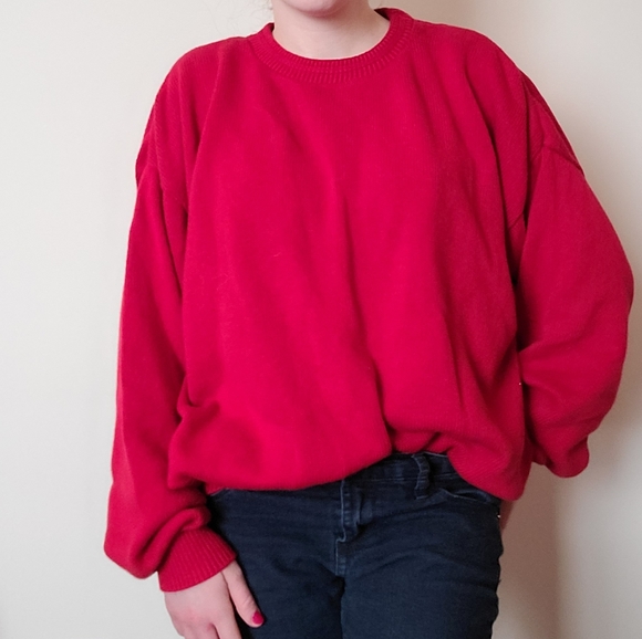 Vintage knit sweater red size XL - Picture 2 of 6